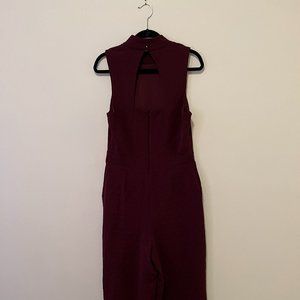 Anthropologie by Eva Franco Charley Mock Neck/ Open back jumpsuit in burgundy